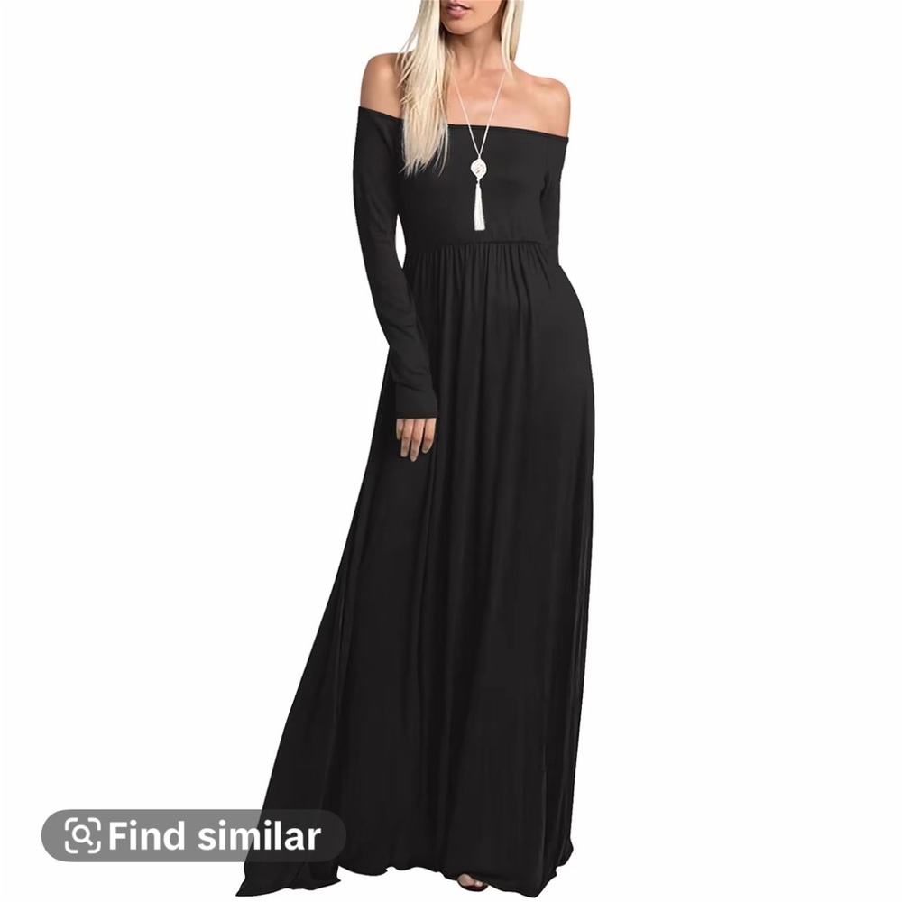 Black Off-Shoulder Maxi Dress